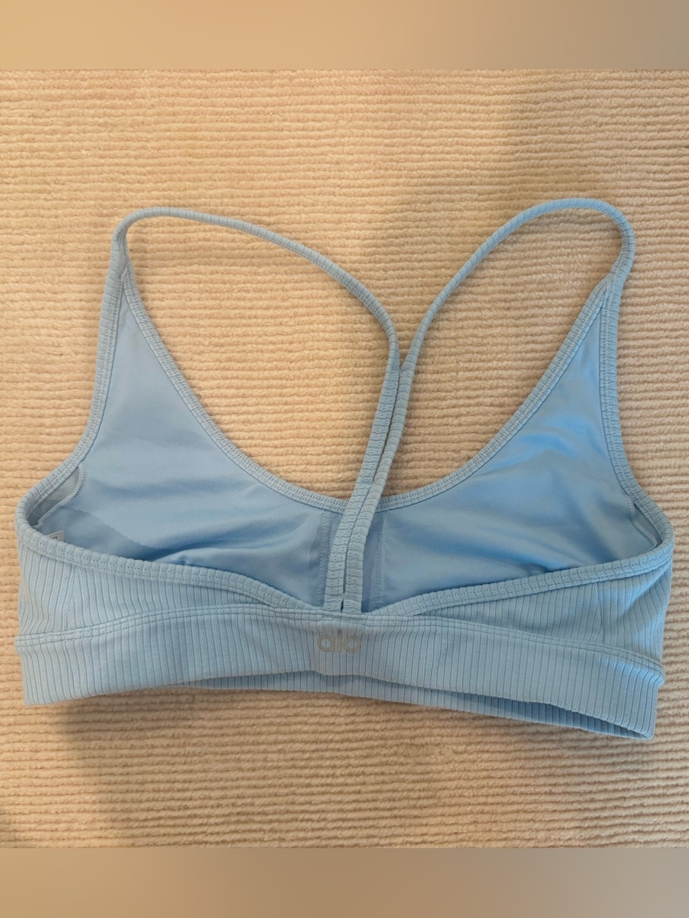 Alo Blue Ribbed Bra - Picture 2 of 4